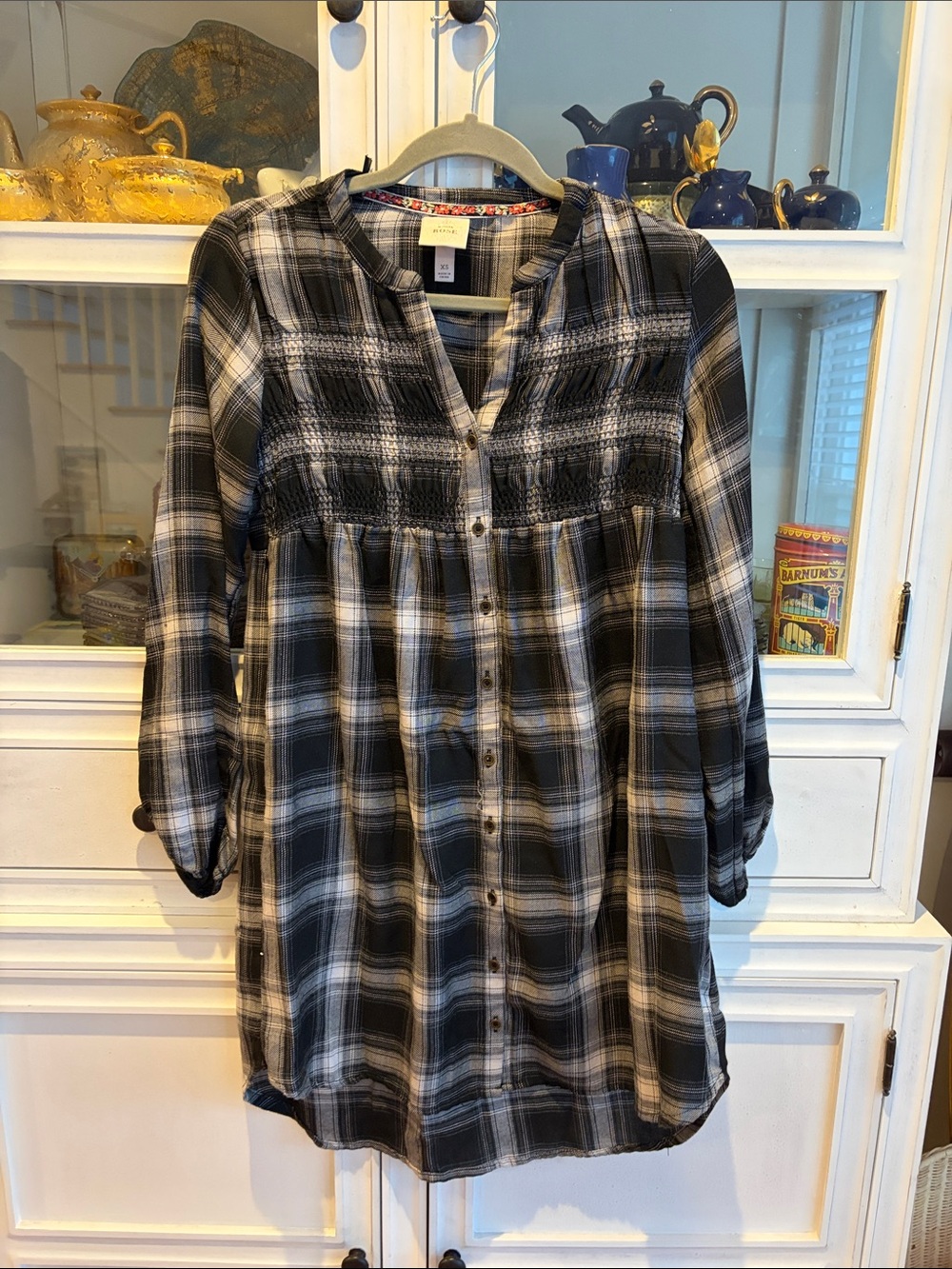 Knox Rose Plaid Button-Front Women's Dress - Black & White